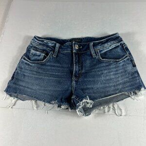 Silver Jean Shorts Women 29* Mid Rise Boyfriend Blue Cut Offs Denim Jorts Tag 27